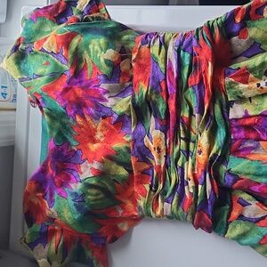 Maggy London Floral Multicolor Midi Dress Vintage 80s /90s 100% Silk